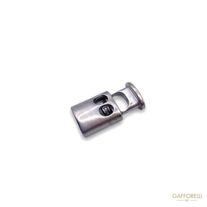 Metal Cord Stopper With Two Holes In Matt Silver Color 0988