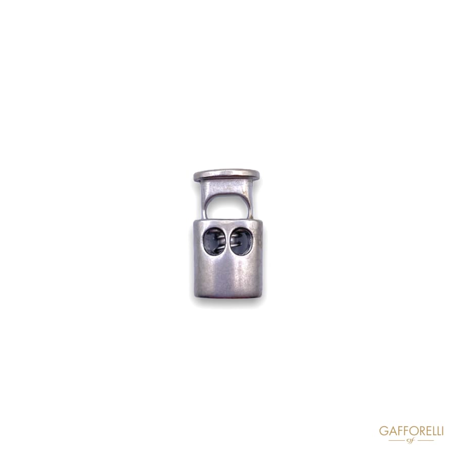 Metal Cord Stopper with Two Holes in Matt Silver Color 0988