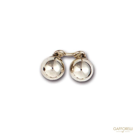 Metal Cufflink Decorated with 2 Beads 1.5 Cm - Art. 4680