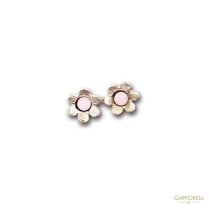 Metal Cufflink Decorated With Flowers 2 Cm - Art. 5004 Gem