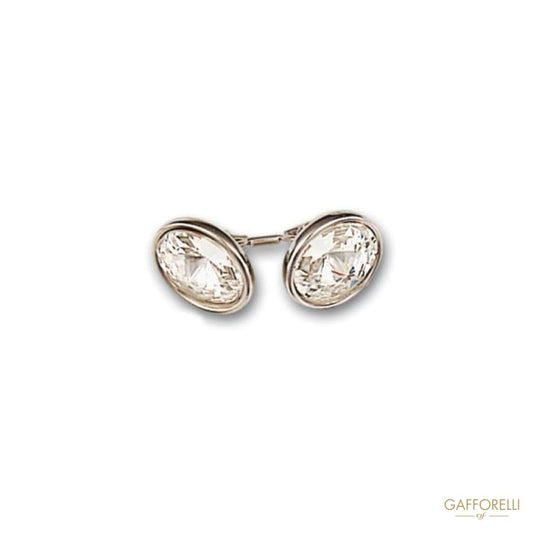 Metal Cufflink Decorated with Round Swarovski Rhinestones