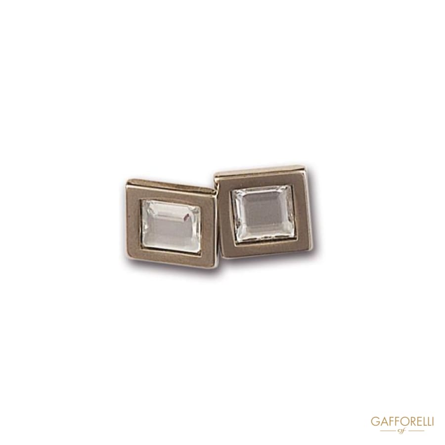 Metal Cufflink Decorated with Square Swarovski 2.5 Cm