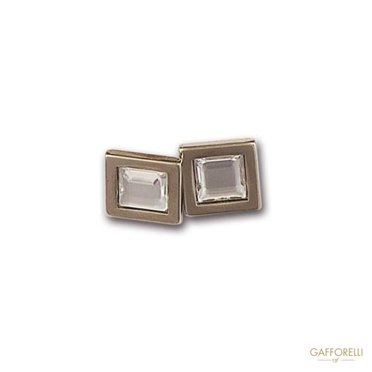 Metal Cufflink Decorated with Square Swarovski 2.5 Cm
