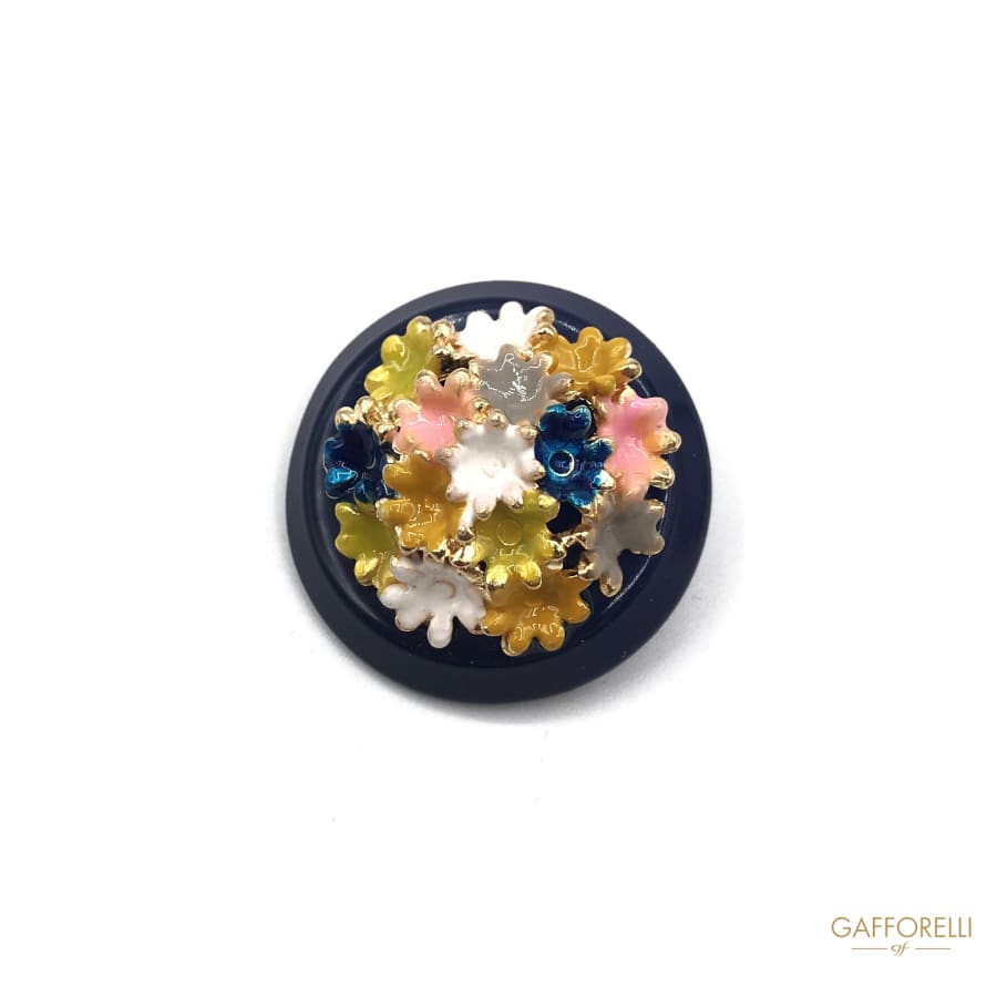 Metal Enamelled Flower Button - Art. B105 metal buttons