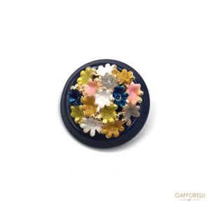 Metal Enamelled Flower Button - Art. B105 metal buttons