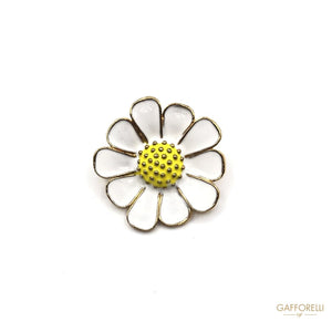Metal Enamelled Flower Shape Button - Art. B104 metal