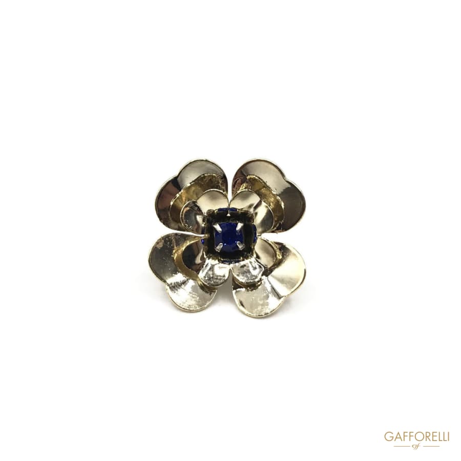 Metal Flower Button With Central Rhinestone - Art. A141