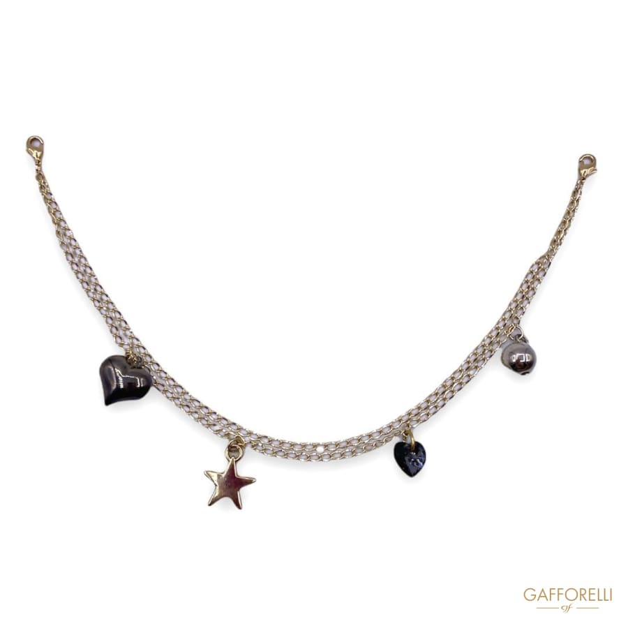 Metal Gold Chain Neckline With Charms E149 - Gafforelli Srl