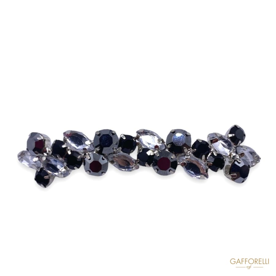 Metal Hook with Black Crystal and Metallic Gunmetal Stones