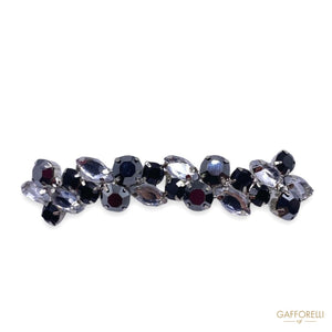 Metal Hook with Black Crystal and Metallic Gunmetal Stones