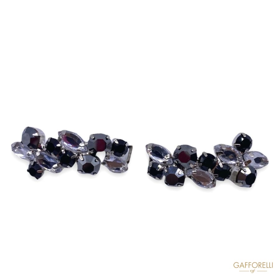 Metal Hook with Black Crystal and Metallic Gunmetal Stones