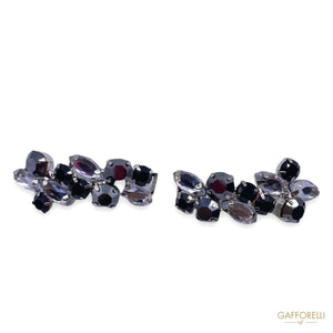 Metal Hook with Black Crystal and Metallic Gunmetal Stones