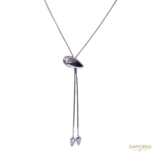 Metal Necklace with Circular Chain Plus Jewel Detail C181