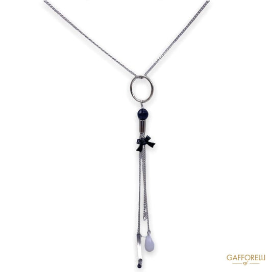 Metal Necklace with Ring and Pendant Detail C277