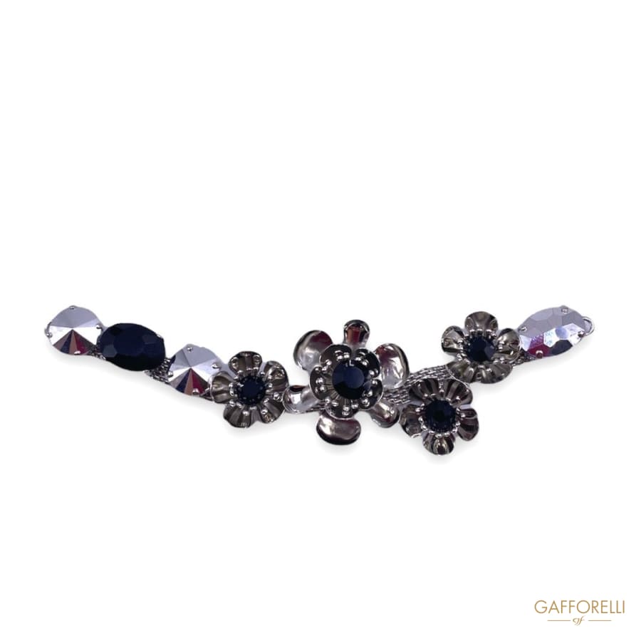 Metal Neckline with Flowers and Black Stones A342