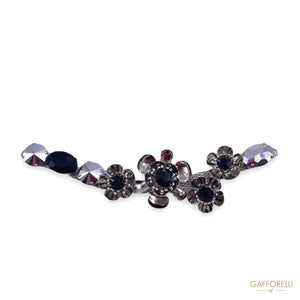 Metal Neckline with Flowers and Black Stones A342