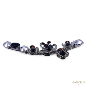 Metal Neckline with Flowers and Black Stones A342