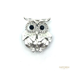 Metal Owl Brooch With Rhinestones 4 Cm - Art. 9230 brooches