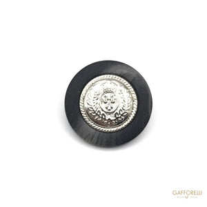Metal And Polyester Button With Central Emblem - Art. D199
