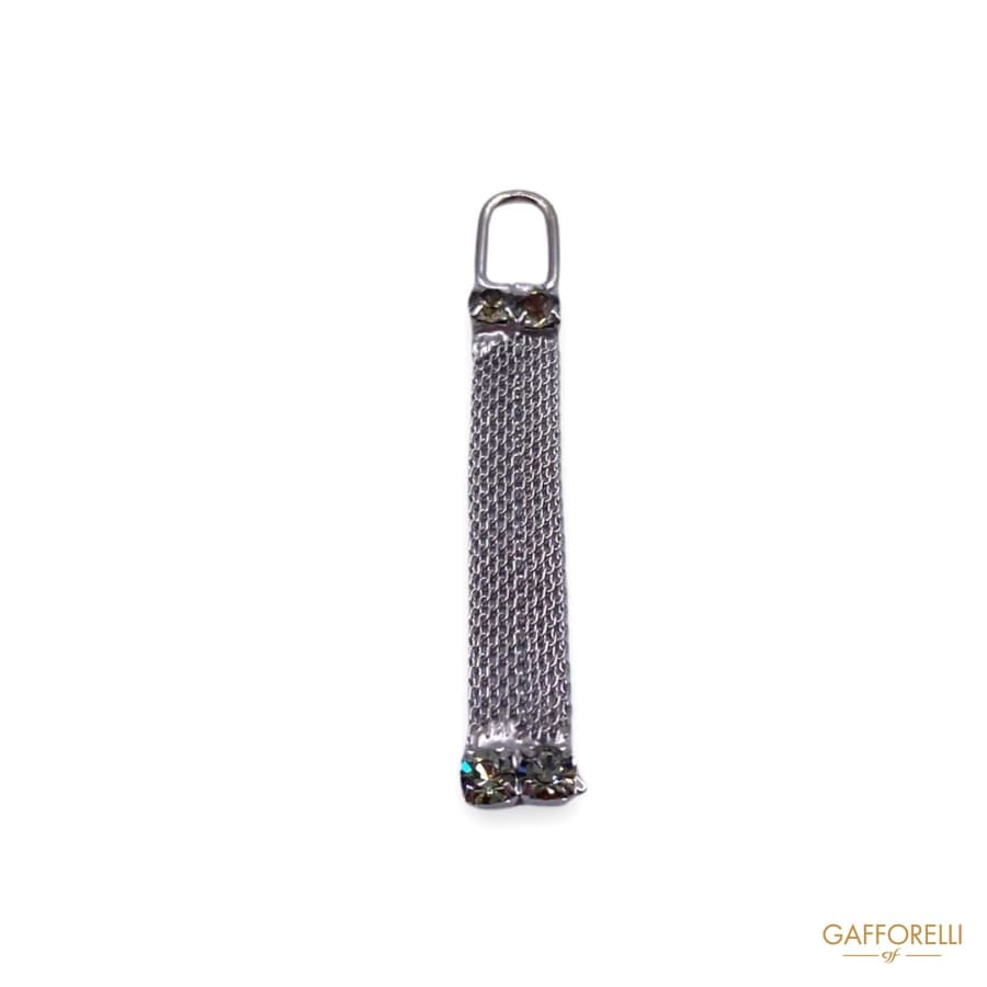Milanese Chain Zip Puller With Crystal Rhinestones 5950 -