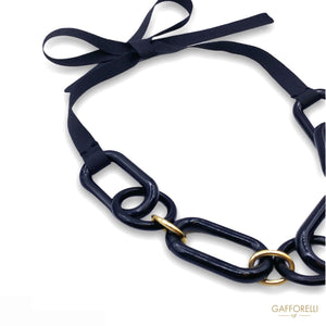 Modern Black Necklace In Polyester Aluminum And Half Ribbon