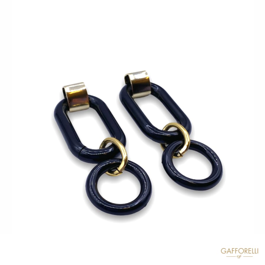 Modern Black Polyester and Aluminum Earrings with Gold Hook
