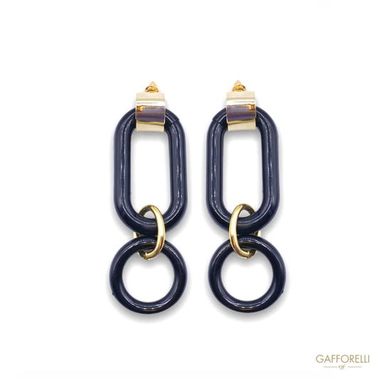 Modern Black Polyester and Aluminum Earrings with Gold Hook