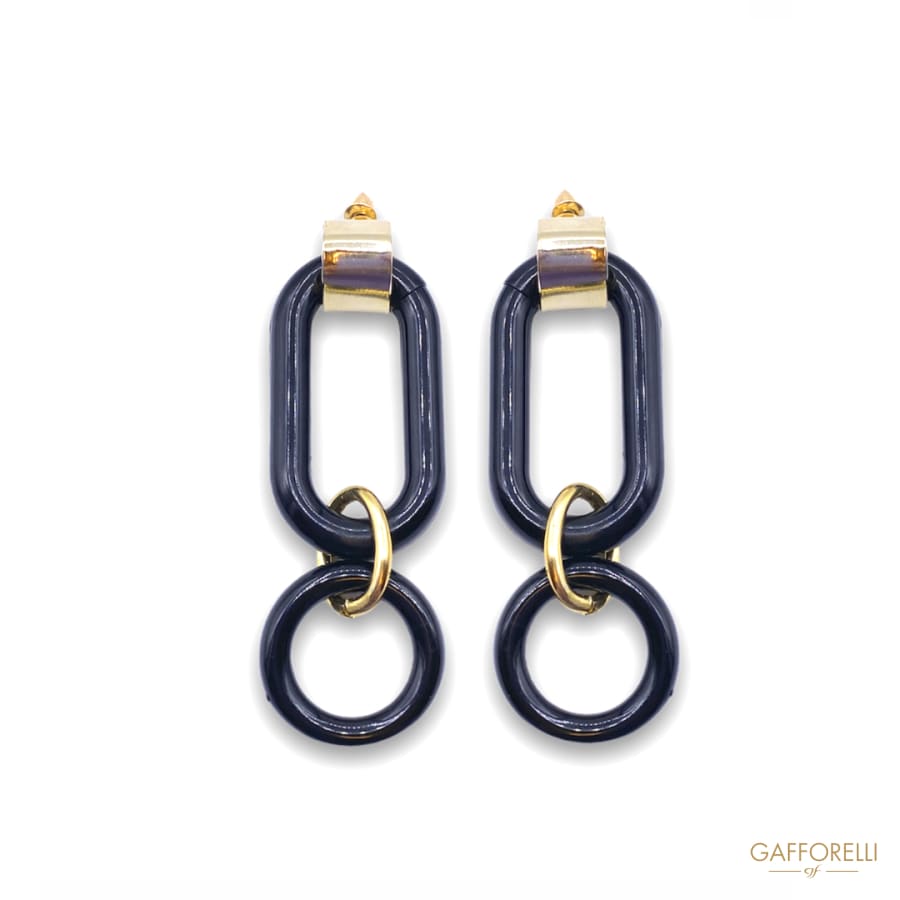 Modern Black Polyester and Aluminum Earrings with Gold Hook