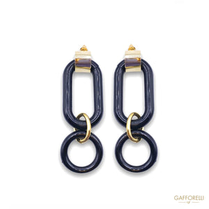 Modern Black Polyester And Aluminum Earrings With Gold Hook