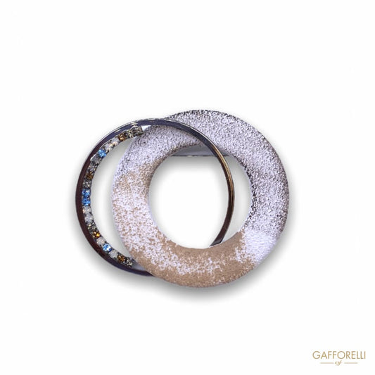 Modern Double Circle Brooch with Swarovski A372