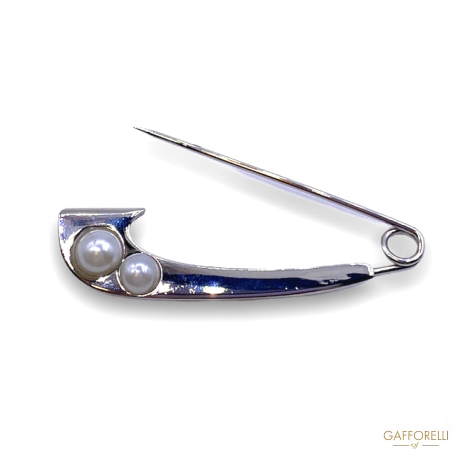Modern Metal Safety Pins With Pearls E115 - Gafforelli Srl