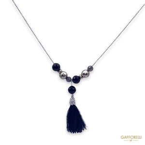 Necklace with Beads and Black Tassel C284 - Gafforelli Srl