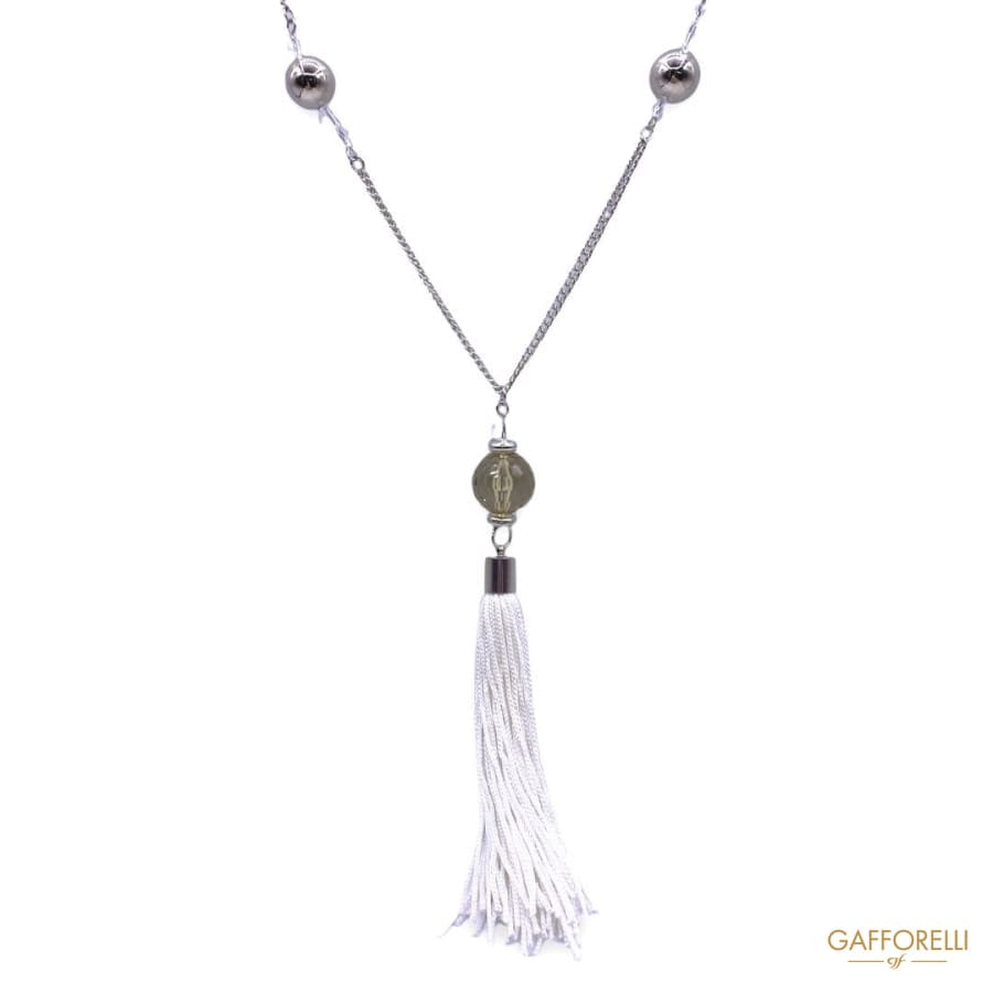 Necklace with Beads and Fabric Tassel C285 - Gafforelli Srl