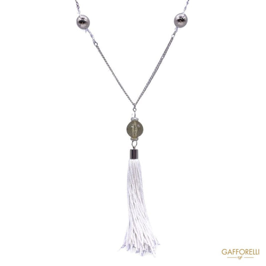 Necklace with Beads and Fabric Tassel C285 - Gafforelli Srl