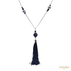 Necklace With Beads And Fabric Tassel (100pz) C285 -