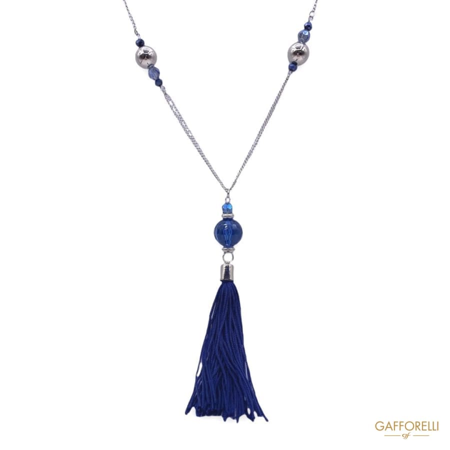 Necklace with Beads and Fabric Tassel C285 - Gafforelli Srl