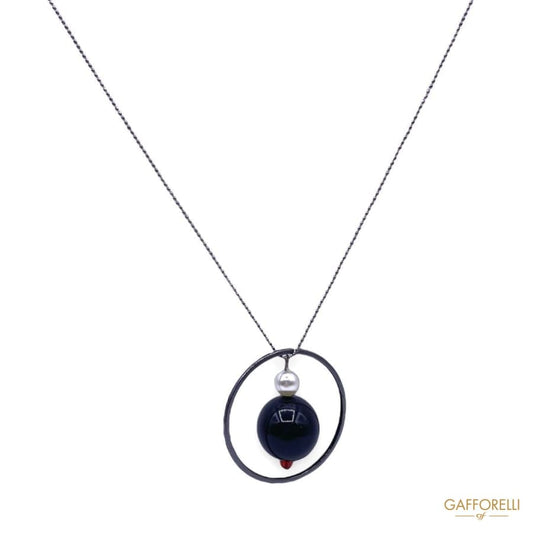 Necklace with Circle and Pearl C185 - Gafforelli Srl
