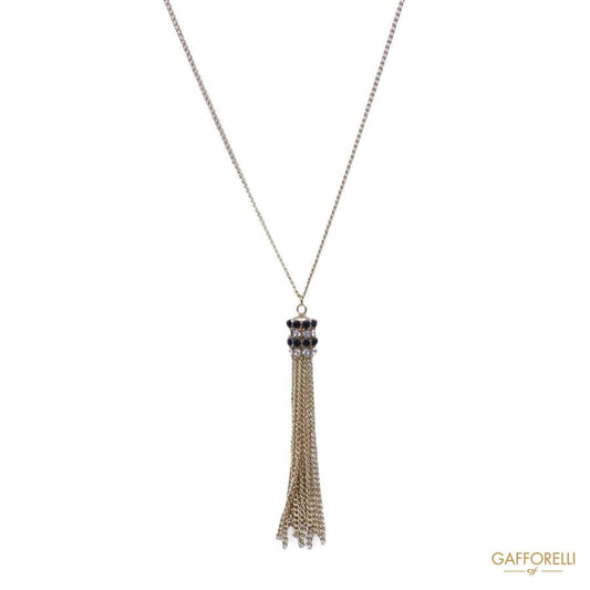 Necklace with Tassel and Rhinestones C182 - Gafforelli Srl