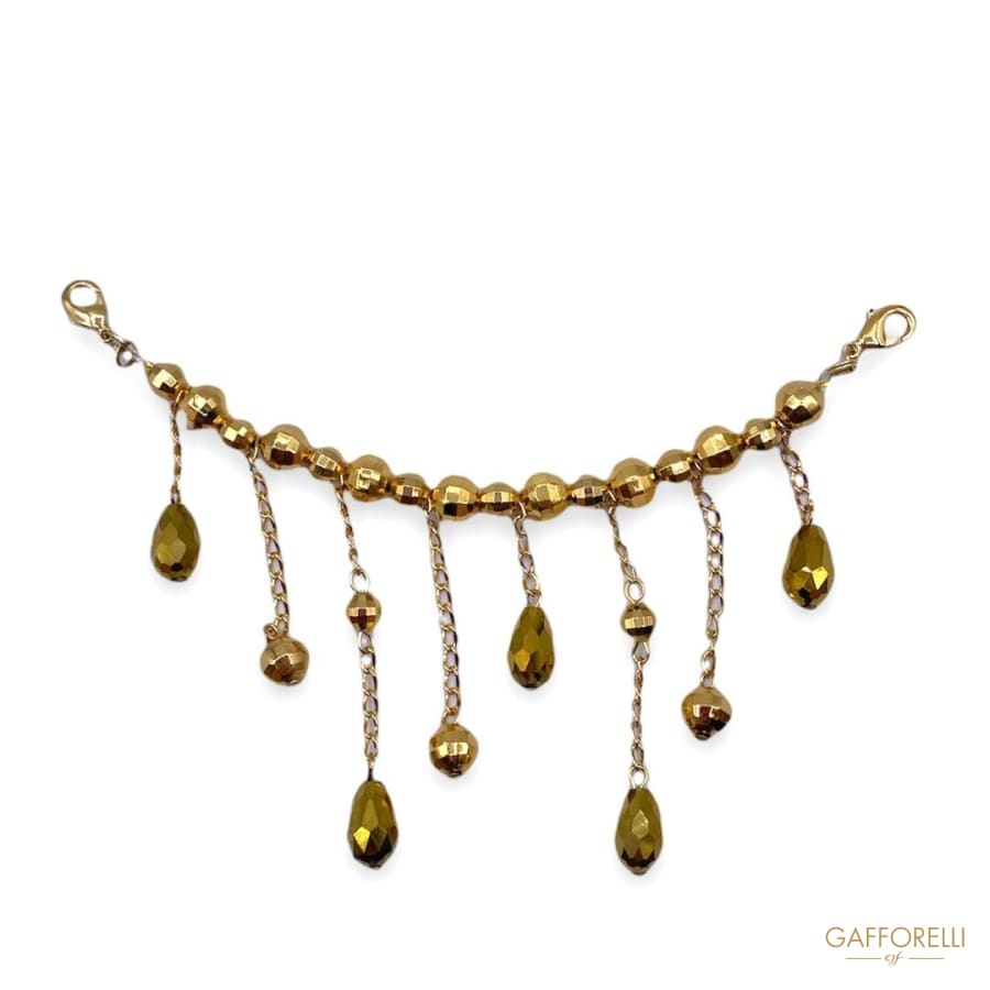 Neckline in Dangling Gold Beads E272 - Gafforelli Srl GOLD