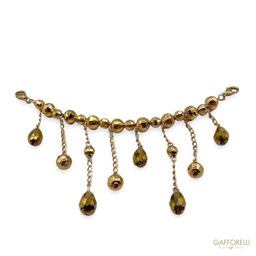 Neckline in Dangling Gold Beads E272 - Gafforelli Srl GOLD