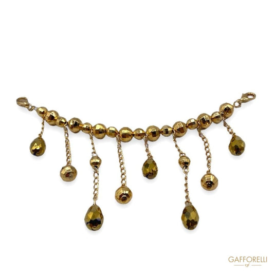 Neckline in Dangling Gold Beads E272 - Gafforelli Srl GOLD