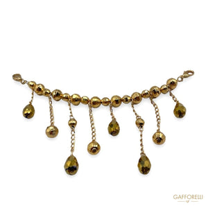 Neckline In Dangling Gold Beads E272 - Gafforelli Srl GOLD •