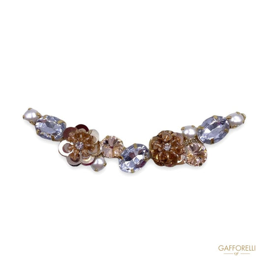 Neckline with Metal Base Covered Stones Pearls and Sequins