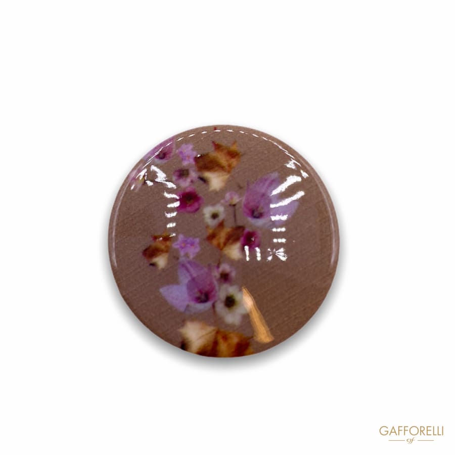 Nylon Button With Floral Print D305 a - Gafforelli Srl
