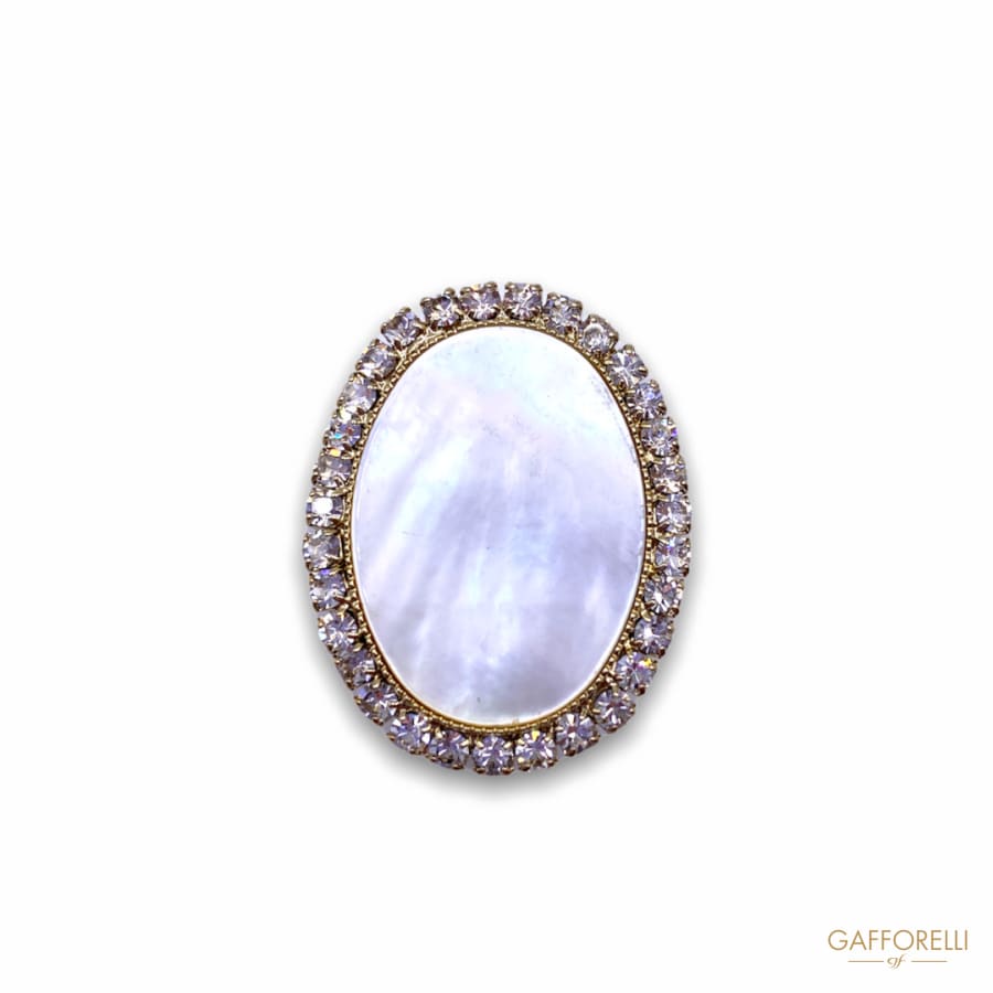 Oval Mother-of-pearl Button and Circular Rhinestones G113