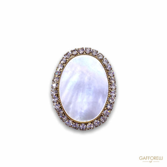 Oval Mother-of-pearl Button and Circular Rhinestones G113