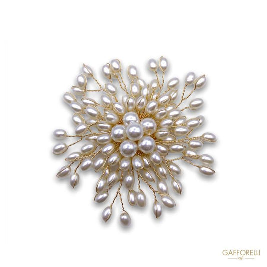 Oval Pearl Explosion Brooch D269 - Gafforelli Srl brooches