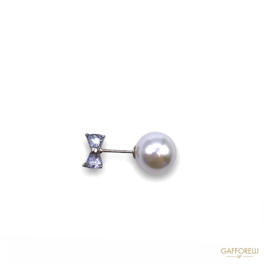 Pin with Pearl and Ribbon Shape Rhinestones E175