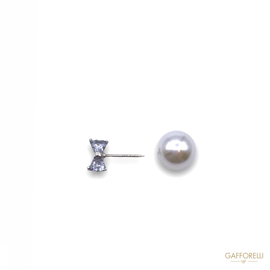 Pin with Pearl and Ribbon Shape Rhinestones E175