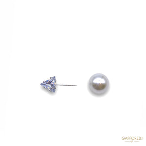 Pin With Pearl And Triangle Shape Rhinestones E176 -